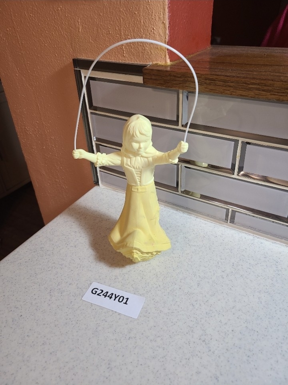 Avon Yellow Girl Figurine with Hoop - Empty Collectible Bottle